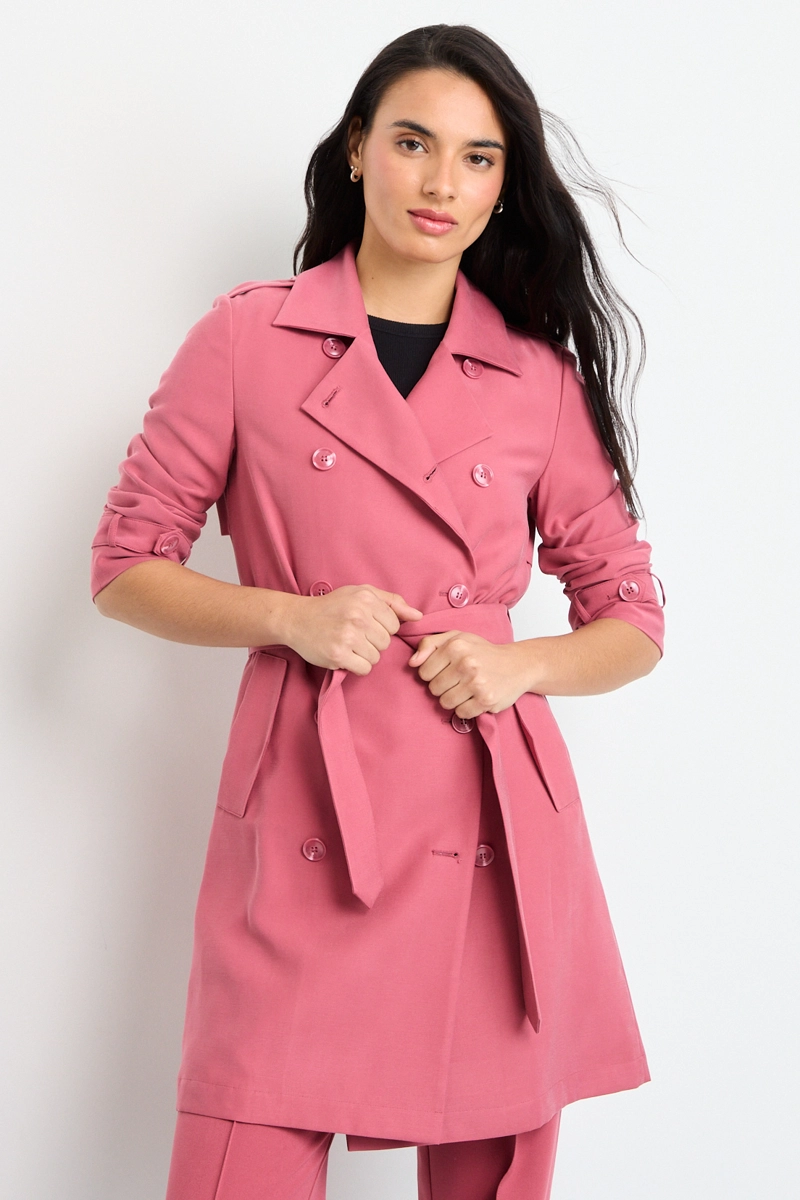 TRENCH LISO ROSADO MUJER IO - 1