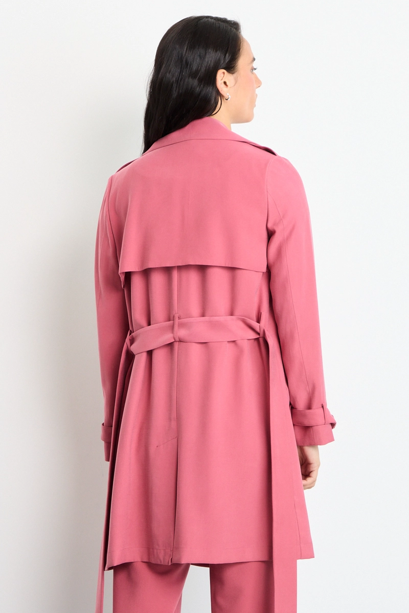 TRENCH LISO ROSADO MUJER IO - 3