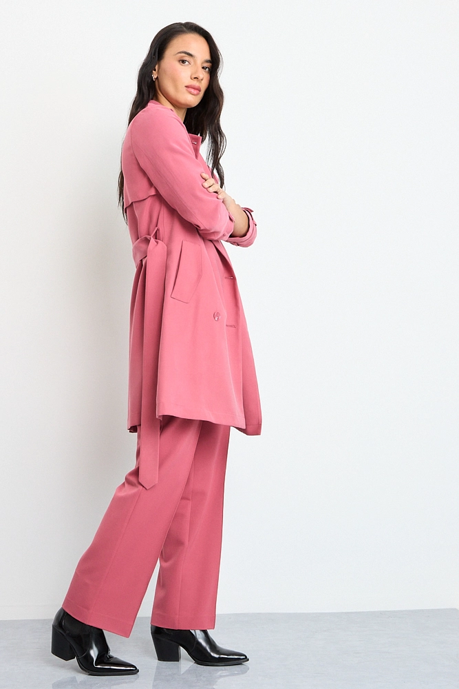 TRENCH LISO ROSADO MUJER IO - 4