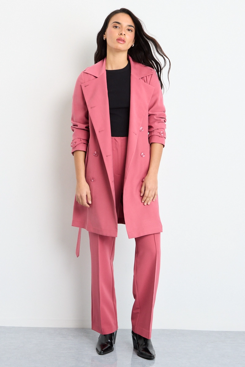 TRENCH LISO ROSADO MUJER IO - 5