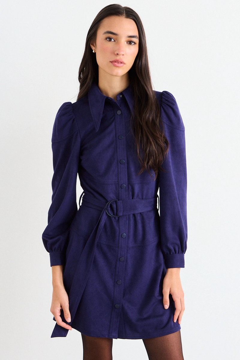 VESTIDO LISO AZUL MUJER IO - 1