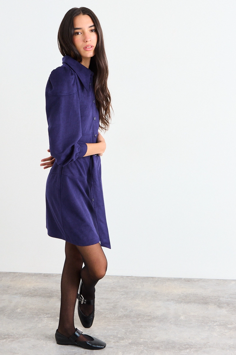 VESTIDO LISO AZUL MUJER IO - 4