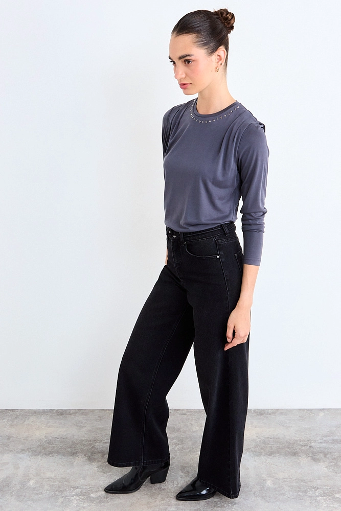 POLERA ESTAMPADA GRIS MUJER IO - 4