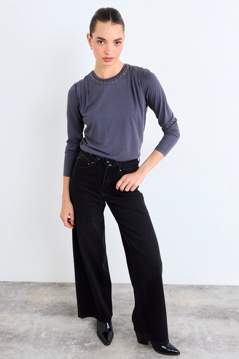 POLERA ESTAMPADA GRIS MUJER IO - 5