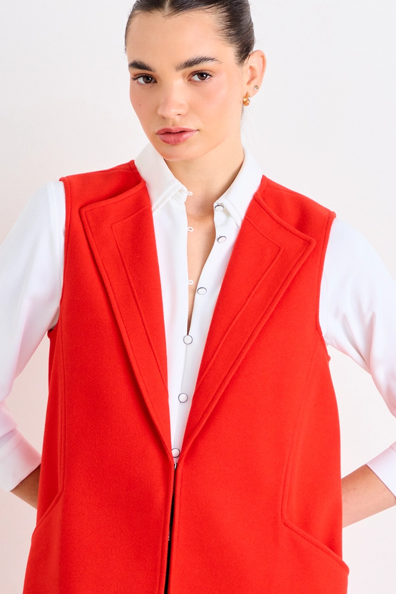 CHAQUETON SIN MANGAS LISO ROJO MUJER IO - 3