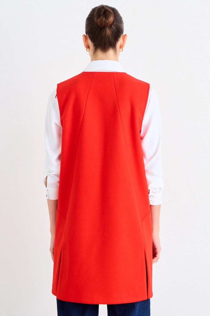 CHAQUETON SIN MANGAS LISO ROJO MUJER IO - 4