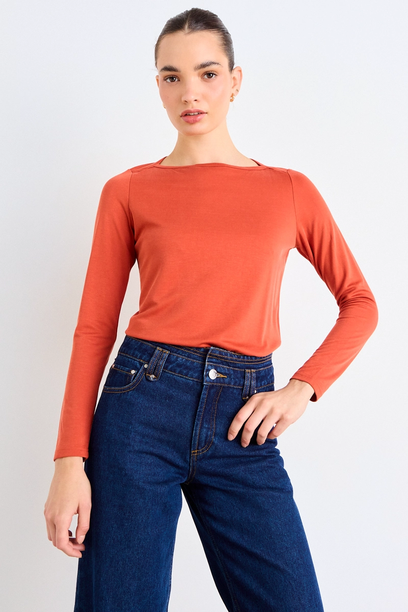 POLERA LISA NARANJO MUJER IO - 1