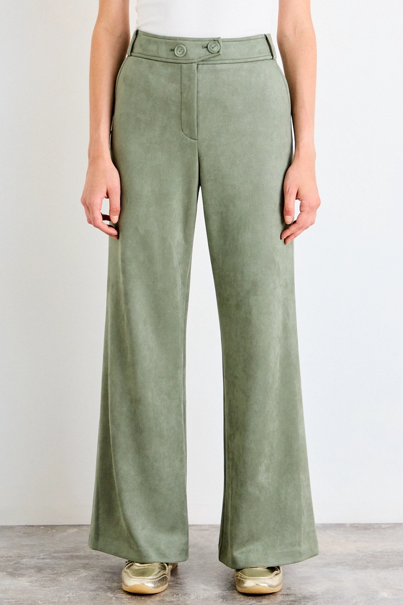 PANTALON LISO VERDE OLIVA MUJER IO - 2