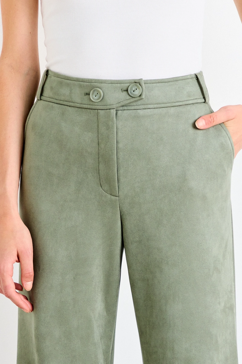 PANTALON LISO VERDE OLIVA MUJER IO - 3