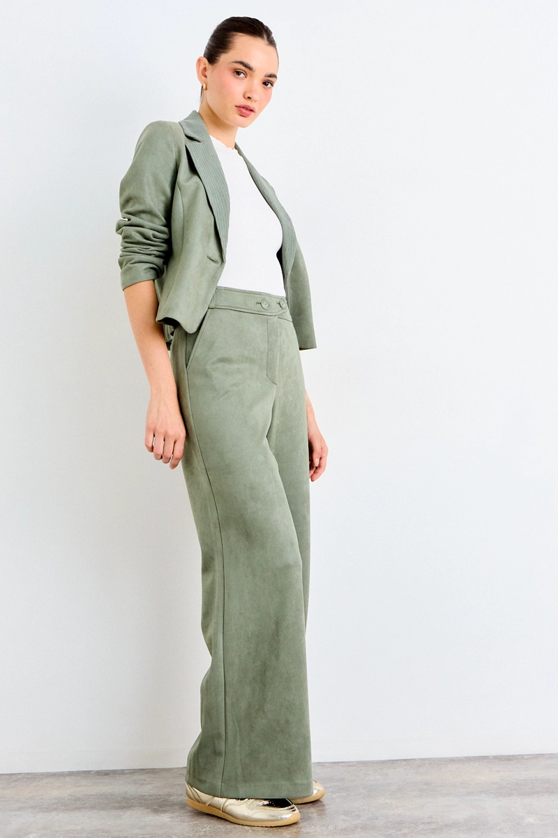 PANTALON LISO VERDE OLIVA MUJER IO - 5