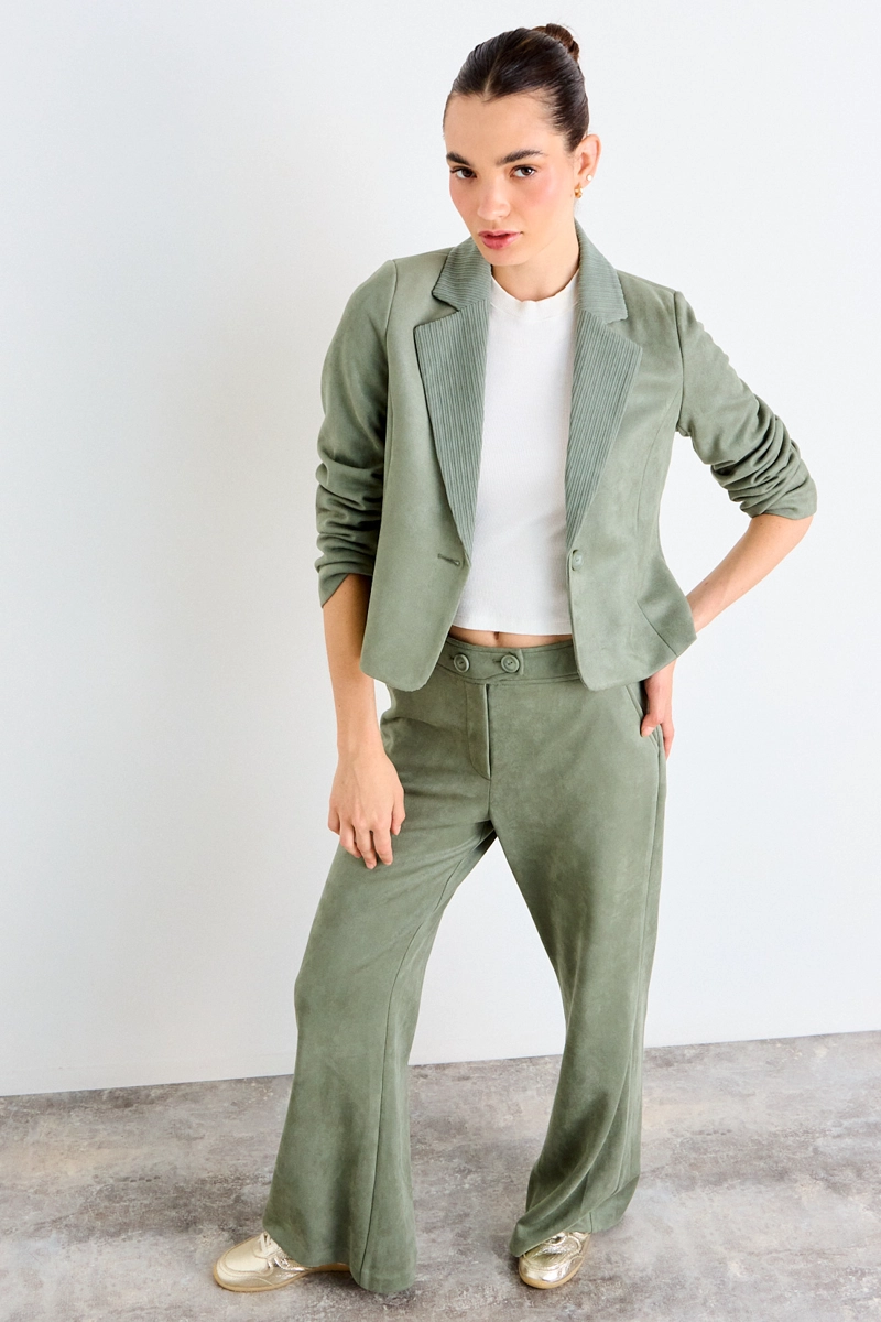 BLAZER LISO VERDE OLIVA MUJER IO - 5
