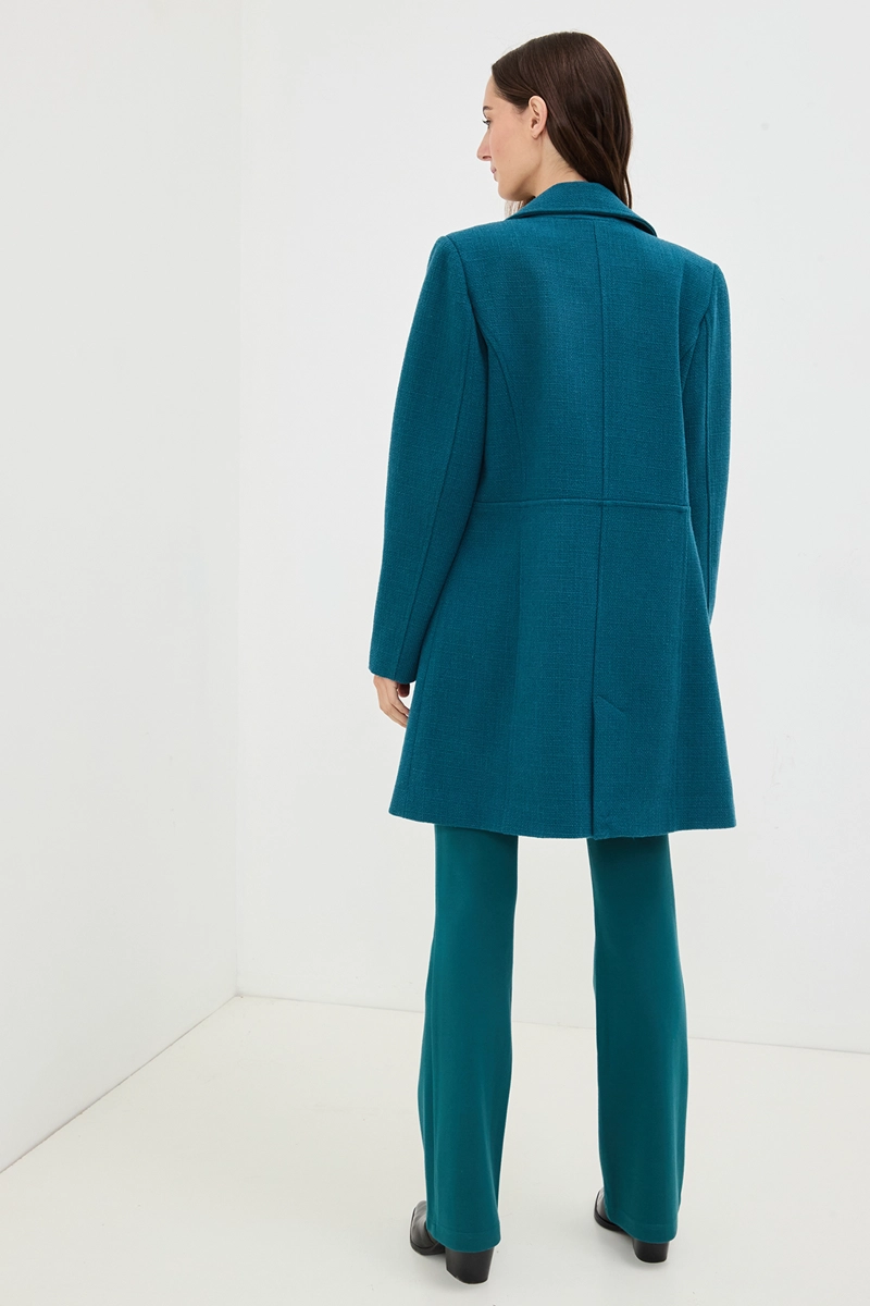 CHAQUETON LISO VERDE PETROLEO MUJER IO - 3
