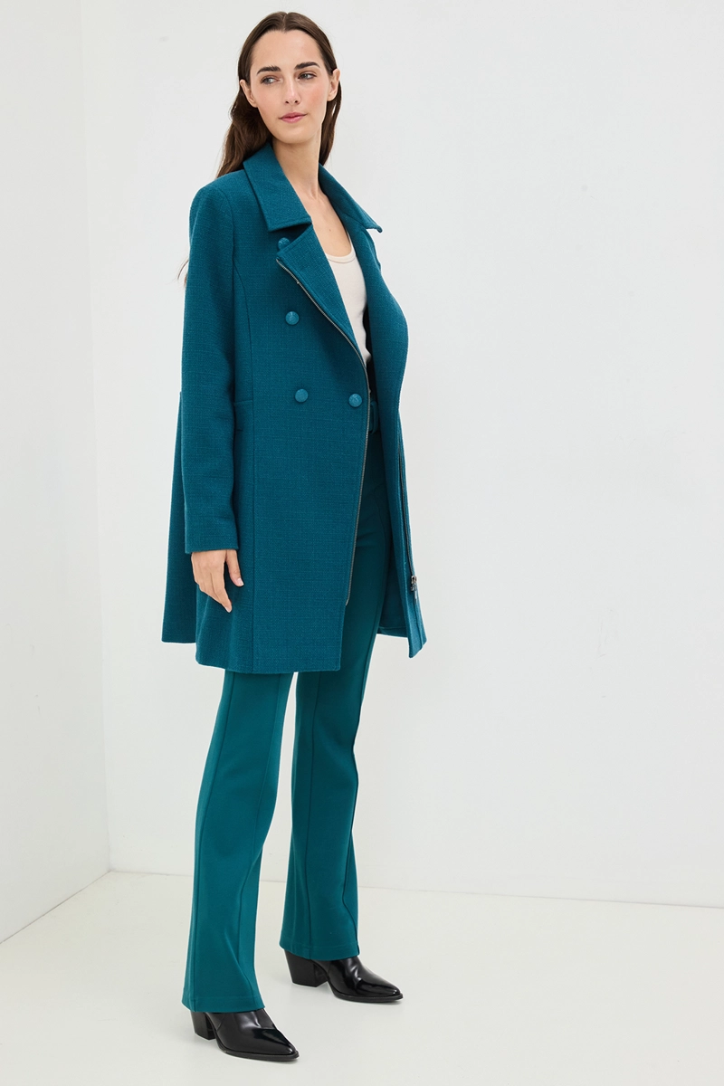 CHAQUETON LISO VERDE PETROLEO MUJER IO - 4