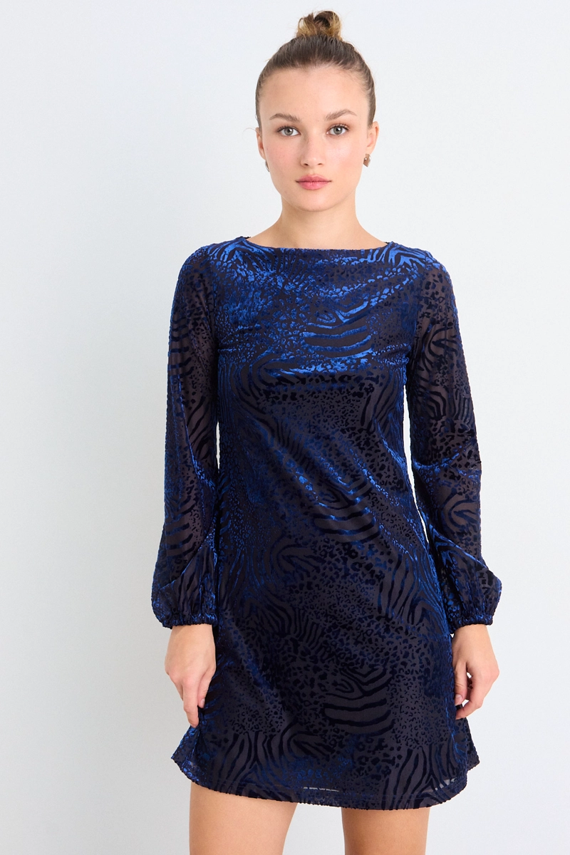 VESTIDO LISO AZUL MUJER IO - 1