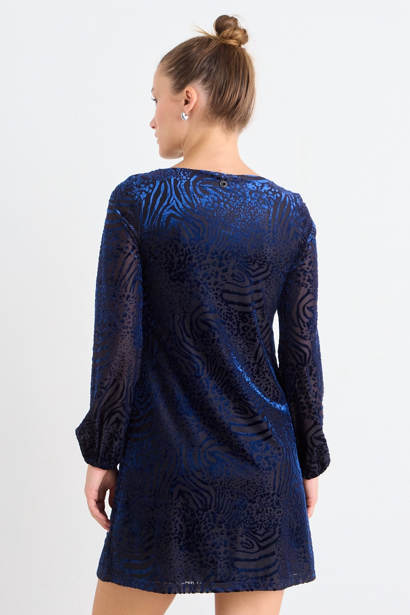 VESTIDO LISO AZUL MUJER IO - 3