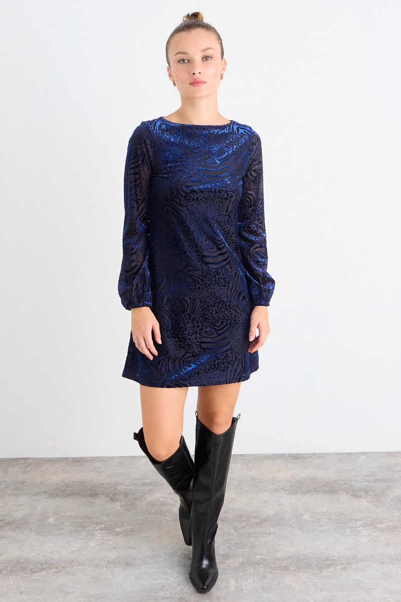 VESTIDO LISO AZUL MUJER IO - 4