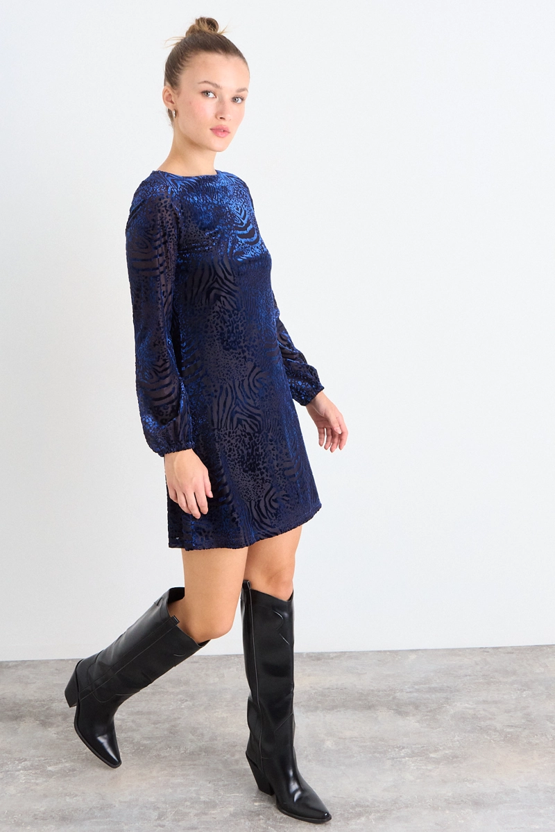 VESTIDO LISO AZUL MUJER IO - 5