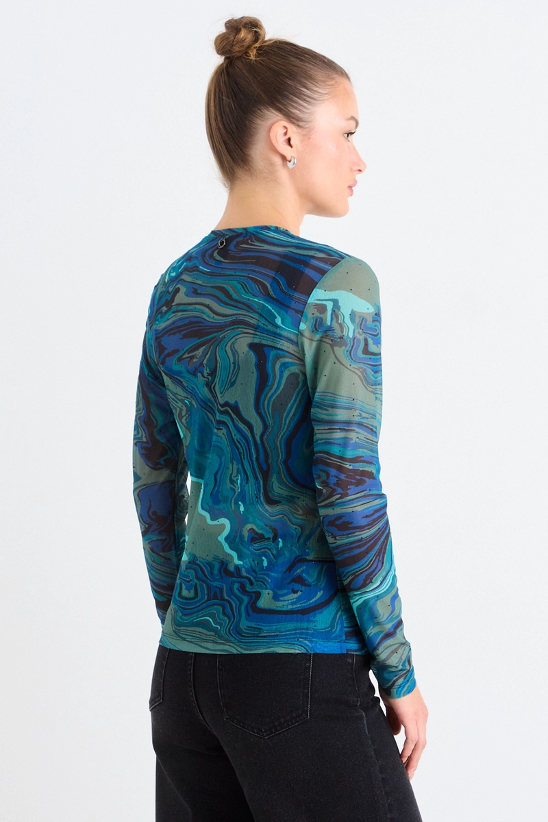 POLERA FANTASIA AZUL VERDOSO MUJER IO - 3