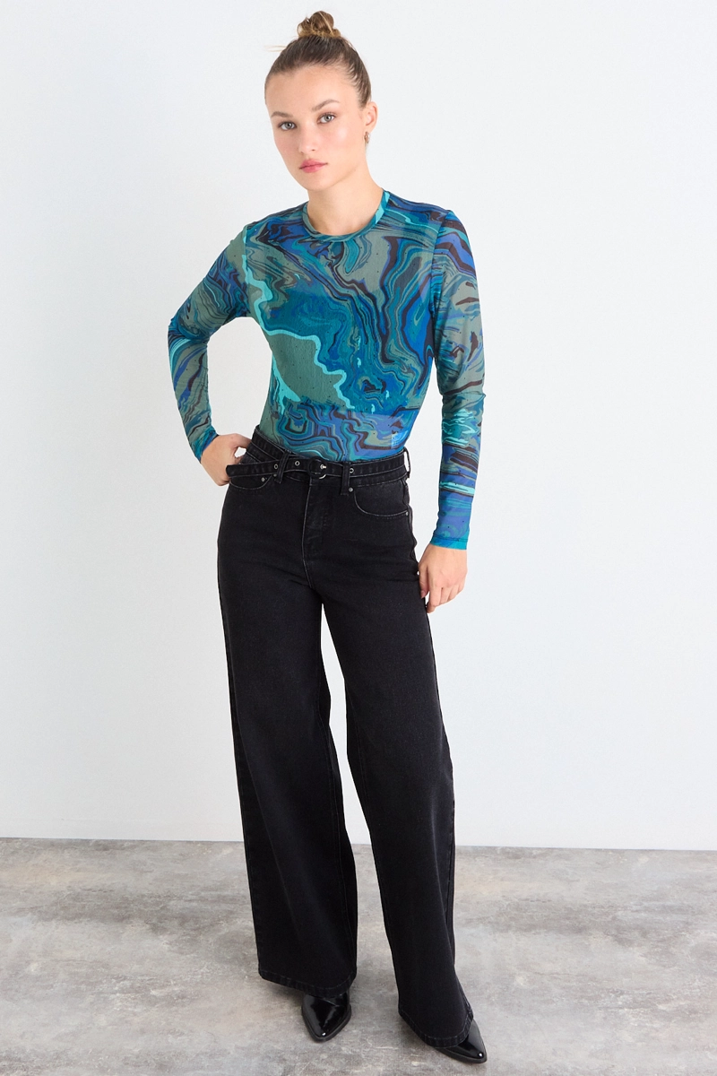 POLERA FANTASIA AZUL VERDOSO MUJER IO - 4