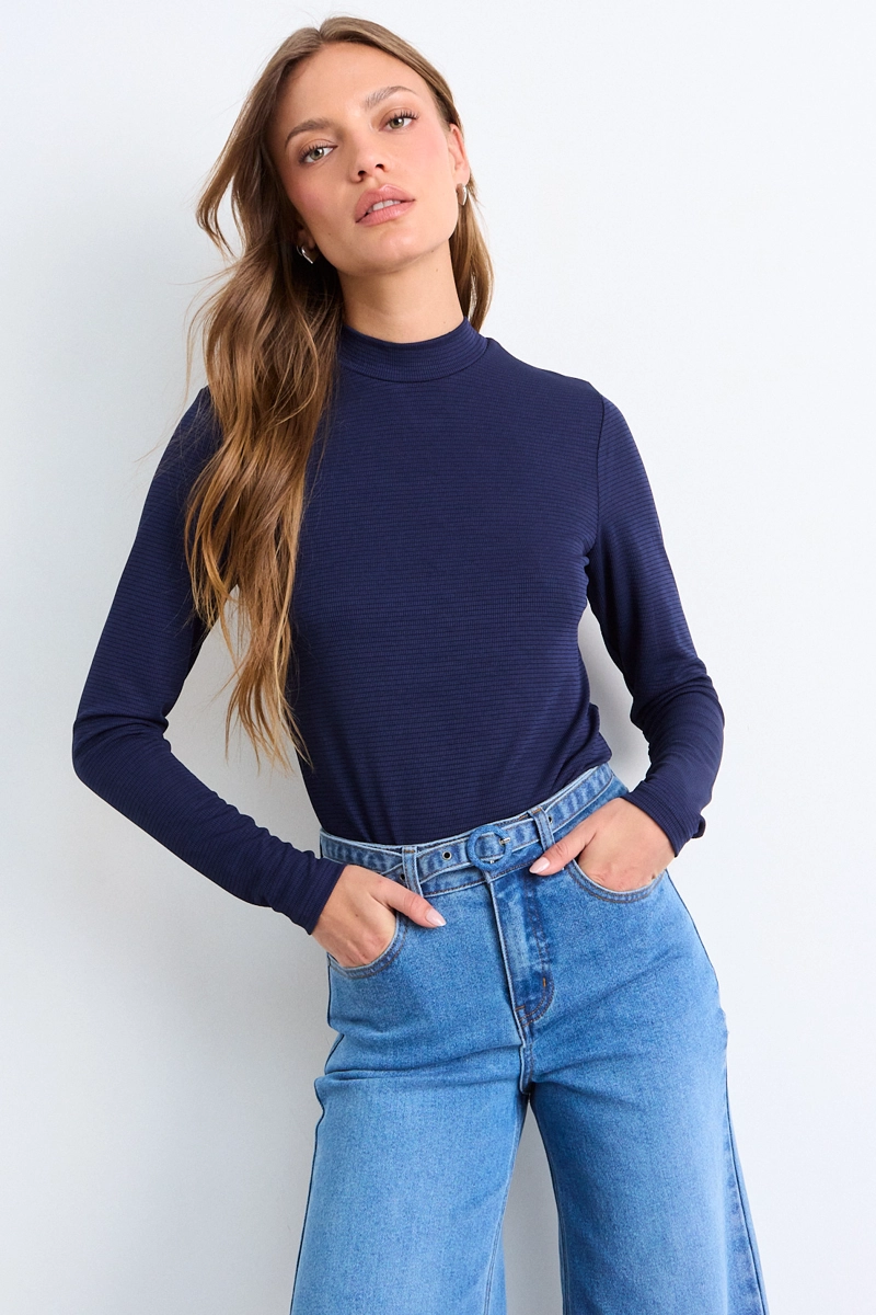 POLERA LISA AZUL MUJER IO - 2