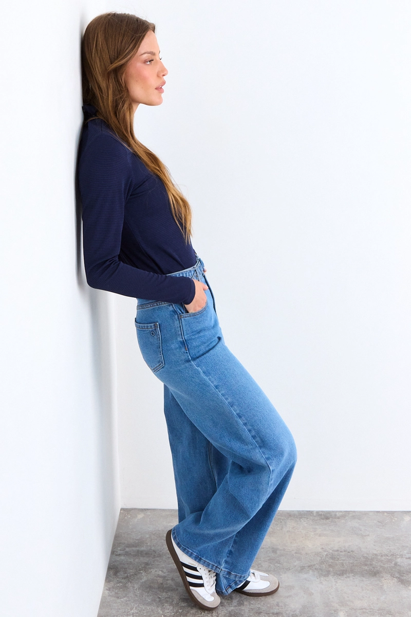 POLERA LISA AZUL MUJER IO - 4