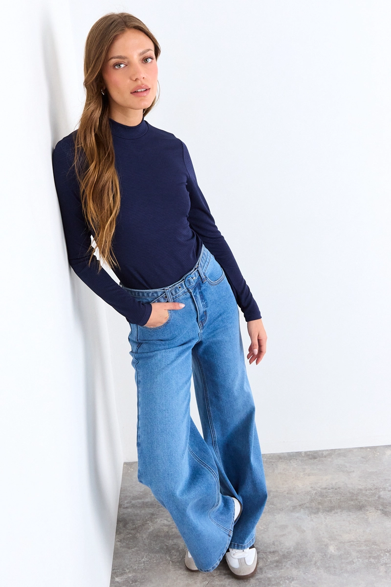 POLERA LISA AZUL MUJER IO - 5