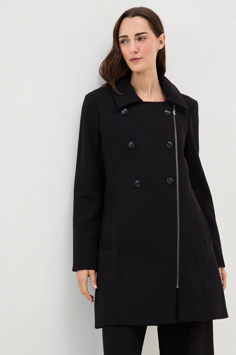 CHAQUETON LISO NEGRO MUJER IO - 2