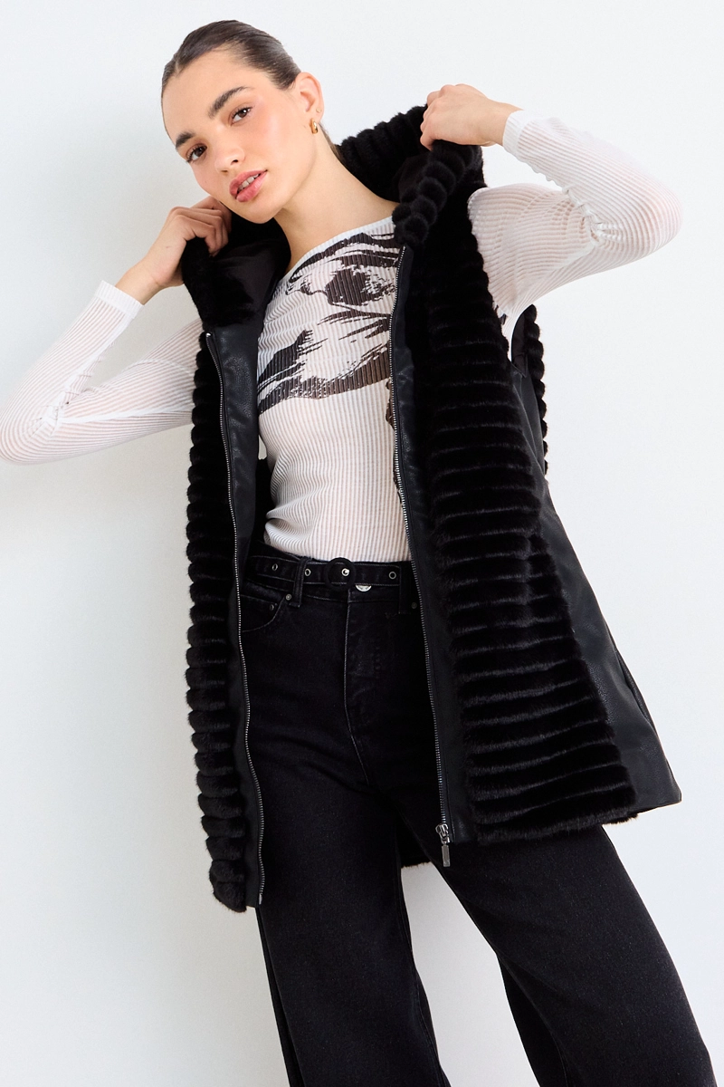 PARKA SIN MANGAS LISA NEGRO MUJER IO - 1