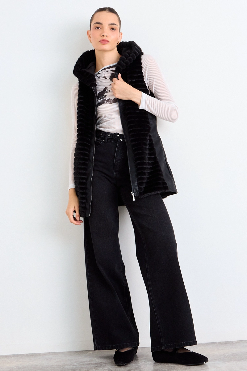 PARKA SIN MANGAS LISA NEGRO MUJER IO - 5