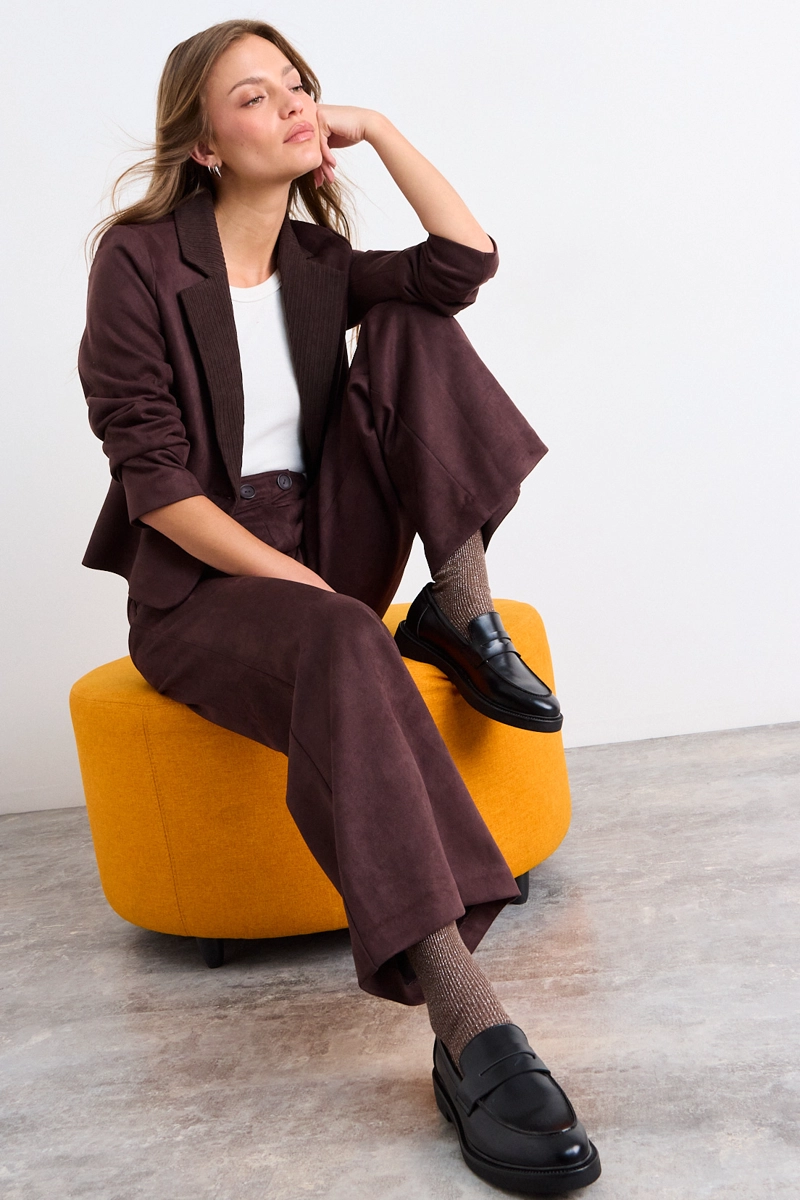 PANTALON LISO CAFE MUJER IO - 1