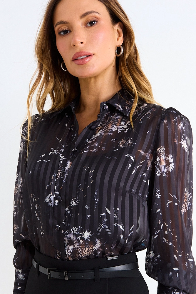 BLUSA CAMISERA FANTASIA NEGRO MUJER ASH - 2