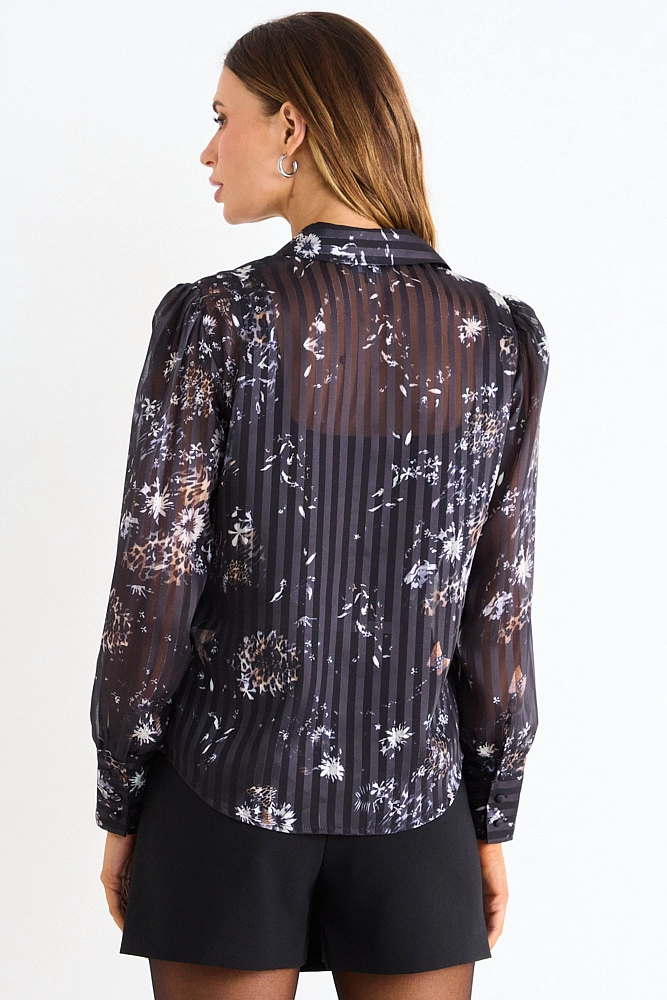 BLUSA CAMISERA FANTASIA NEGRO MUJER ASH - 3