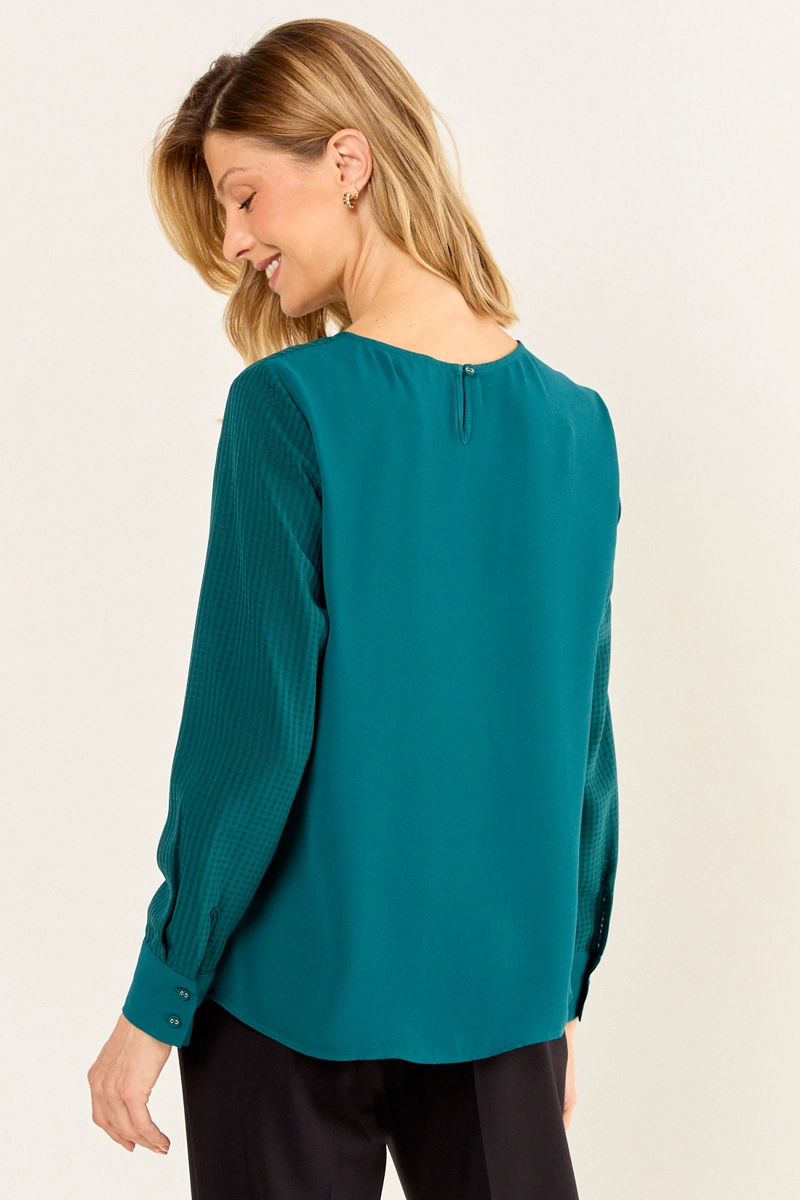 BLUSA LISA VERDE OLIVA MUJER MAGRIFFE - 3