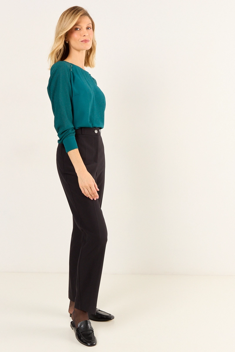 BLUSA LISA VERDE OLIVA MUJER MAGRIFFE - 4