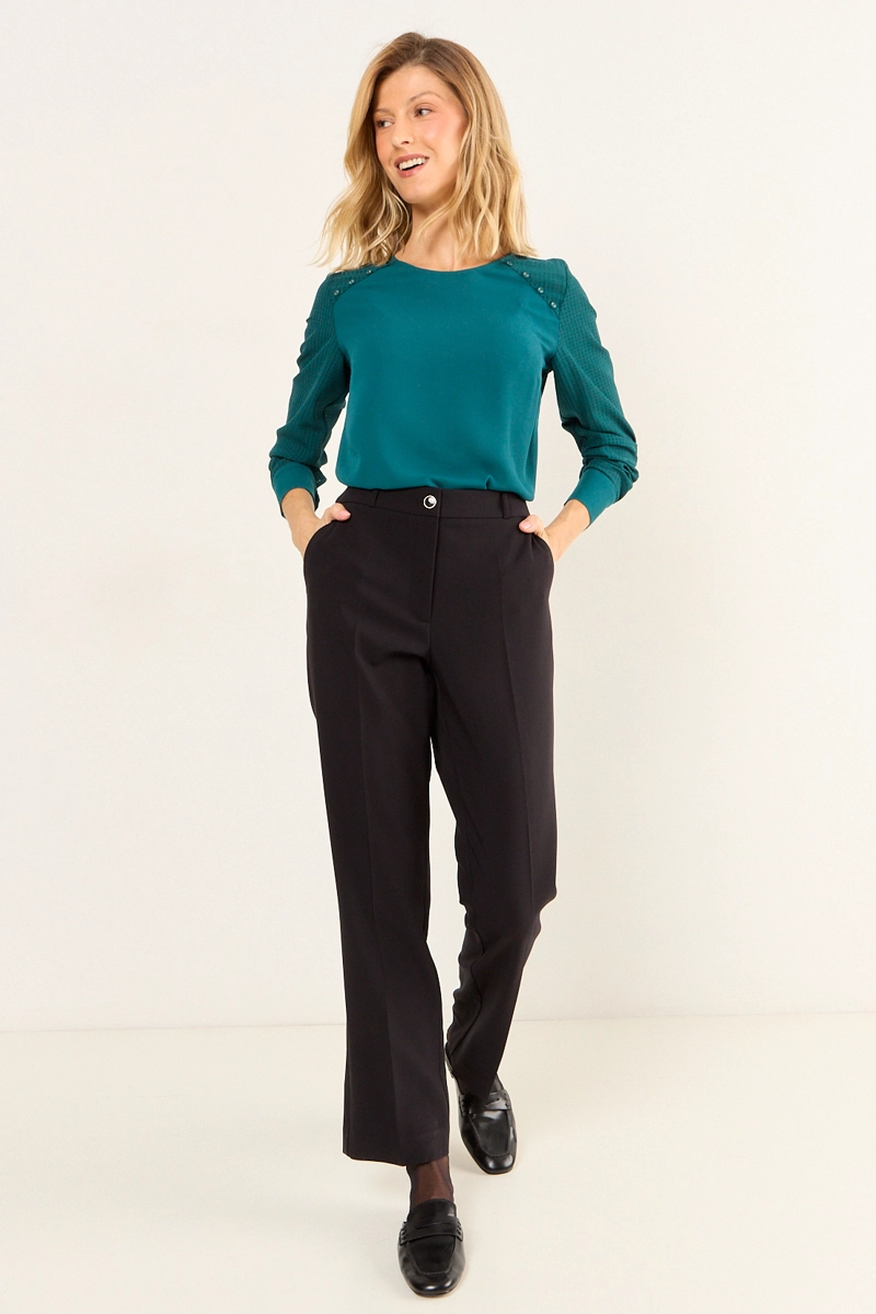 BLUSA LISA VERDE OLIVA MUJER MAGRIFFE - 5