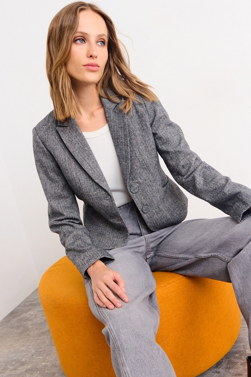 BLAZER LISO GRIS MUJER IO - 1