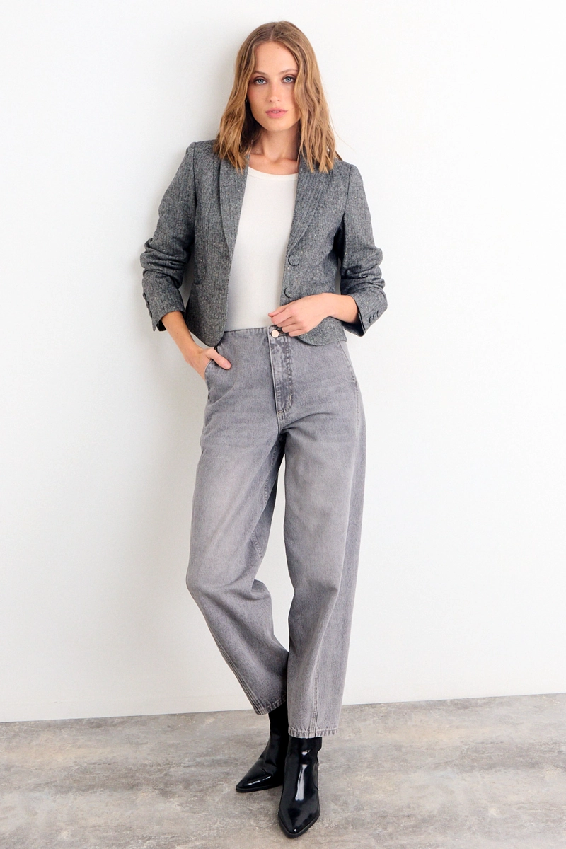 BLAZER LISO GRIS MUJER IO - 5
