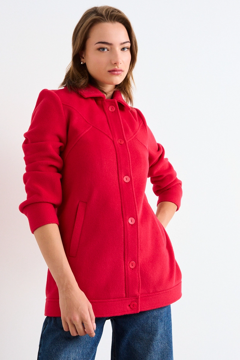 CHAQUETON LISO ROJO MUJER IO - 1