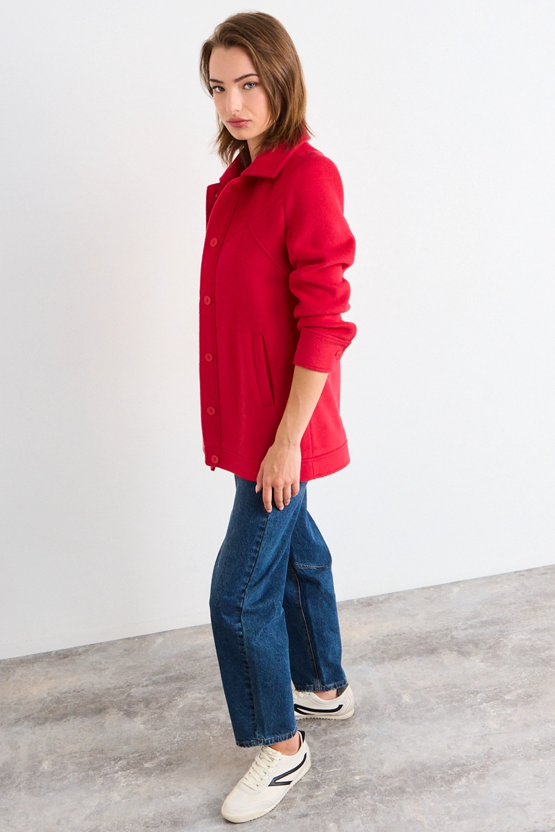 CHAQUETON LISO ROJO MUJER IO - 4