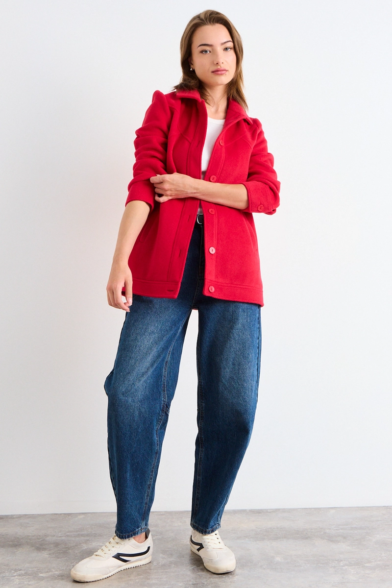 CHAQUETON LISO ROJO MUJER IO - 5