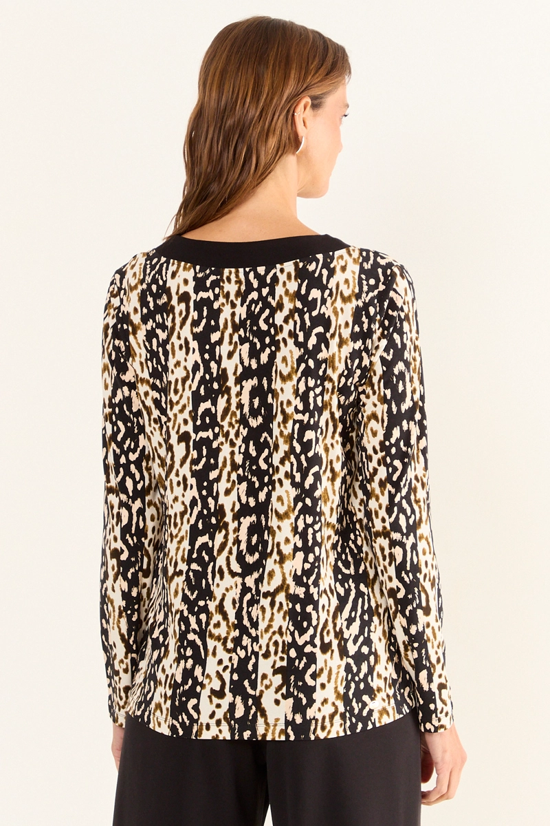 POLERA ESTAMPADA CON CUELLO NEGRO NEGRO MUJER MAGRIFFE - 5