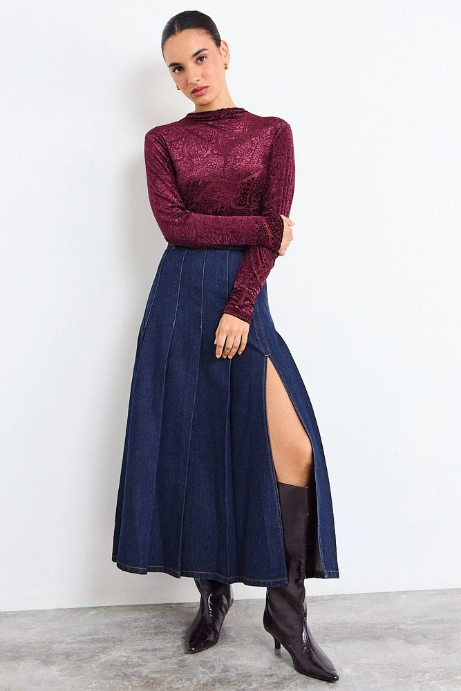 FALDA DENIM AZUL MUJER IO - 1