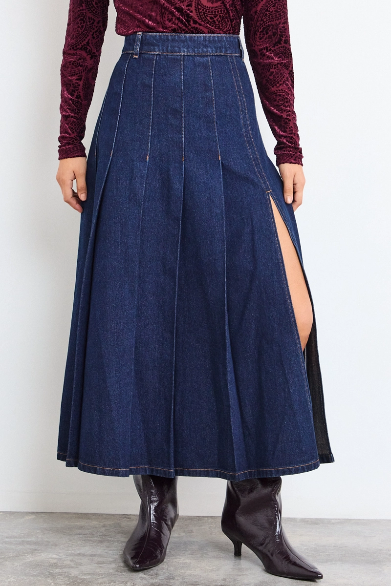 FALDA DENIM AZUL MUJER IO - 2