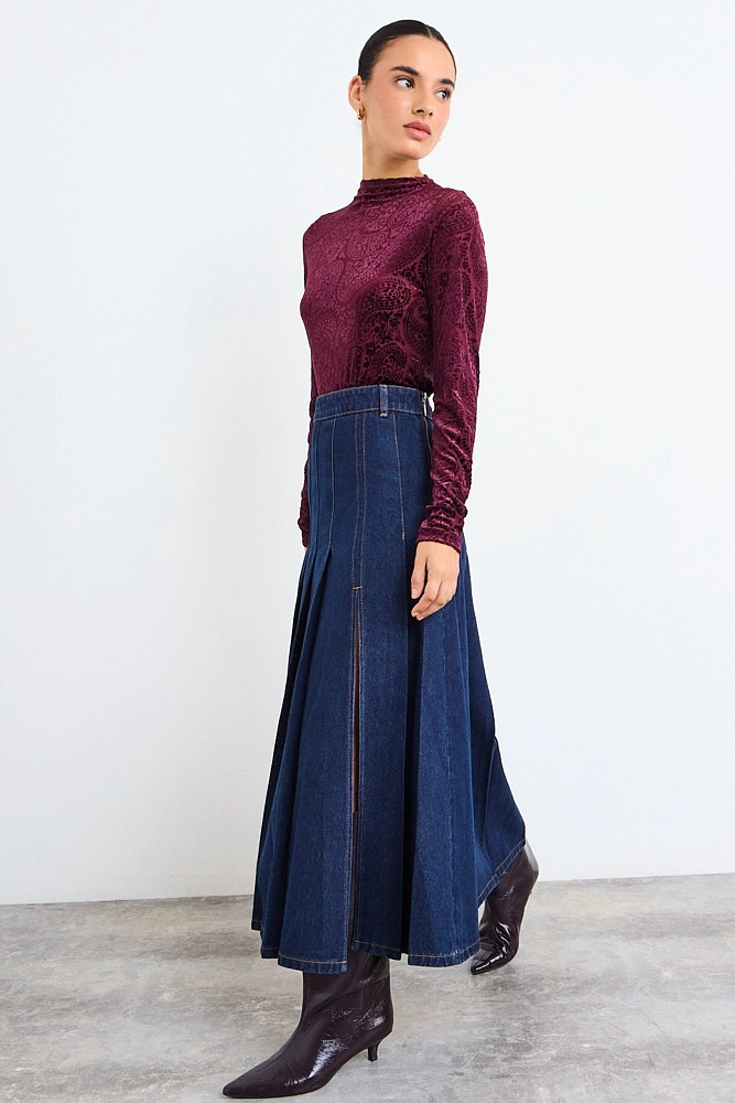 FALDA DENIM AZUL MUJER IO - 5
