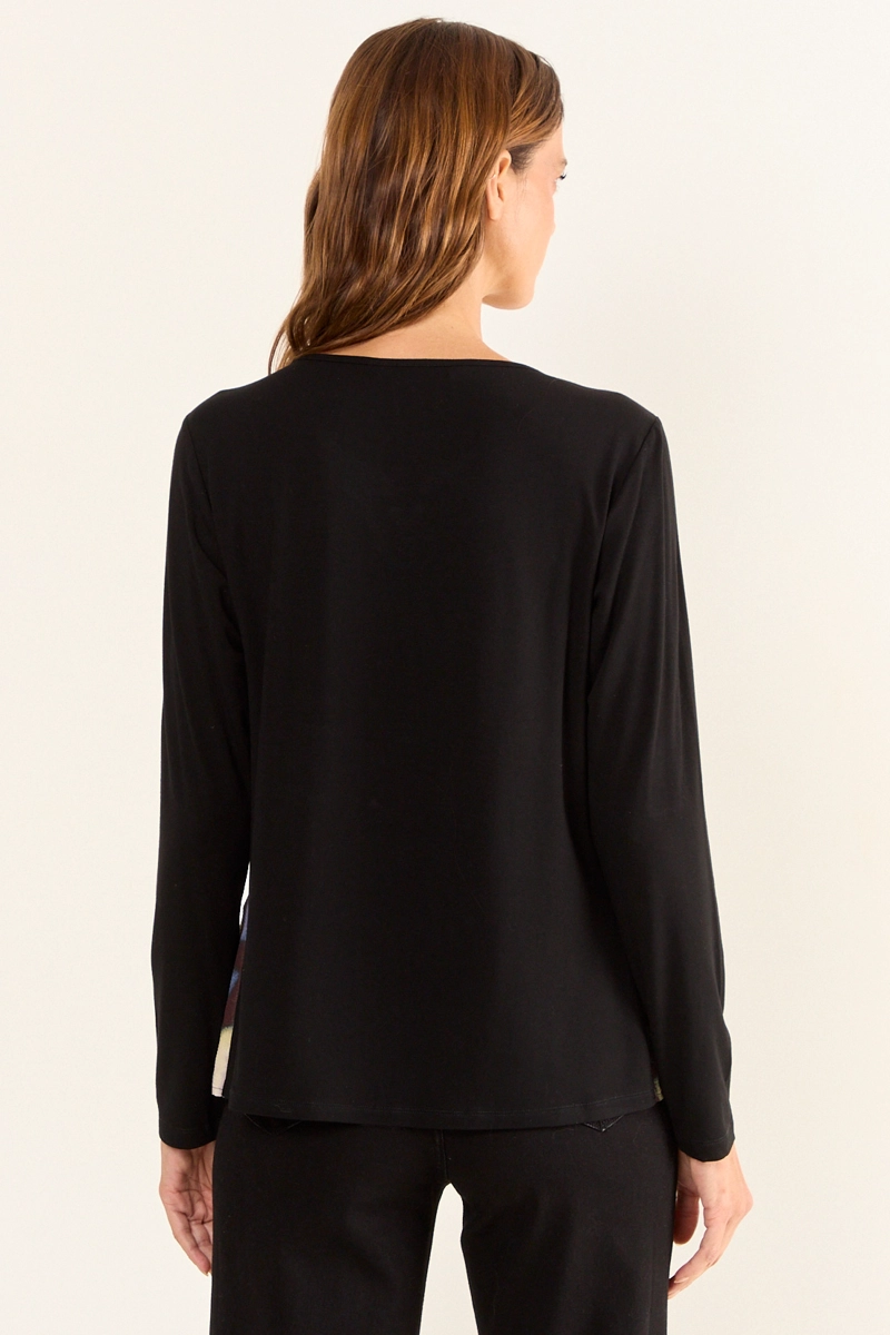 POLERA DOBLE TELA ESTAMPADA NEGRO MUJER MAGRIFFE - 5