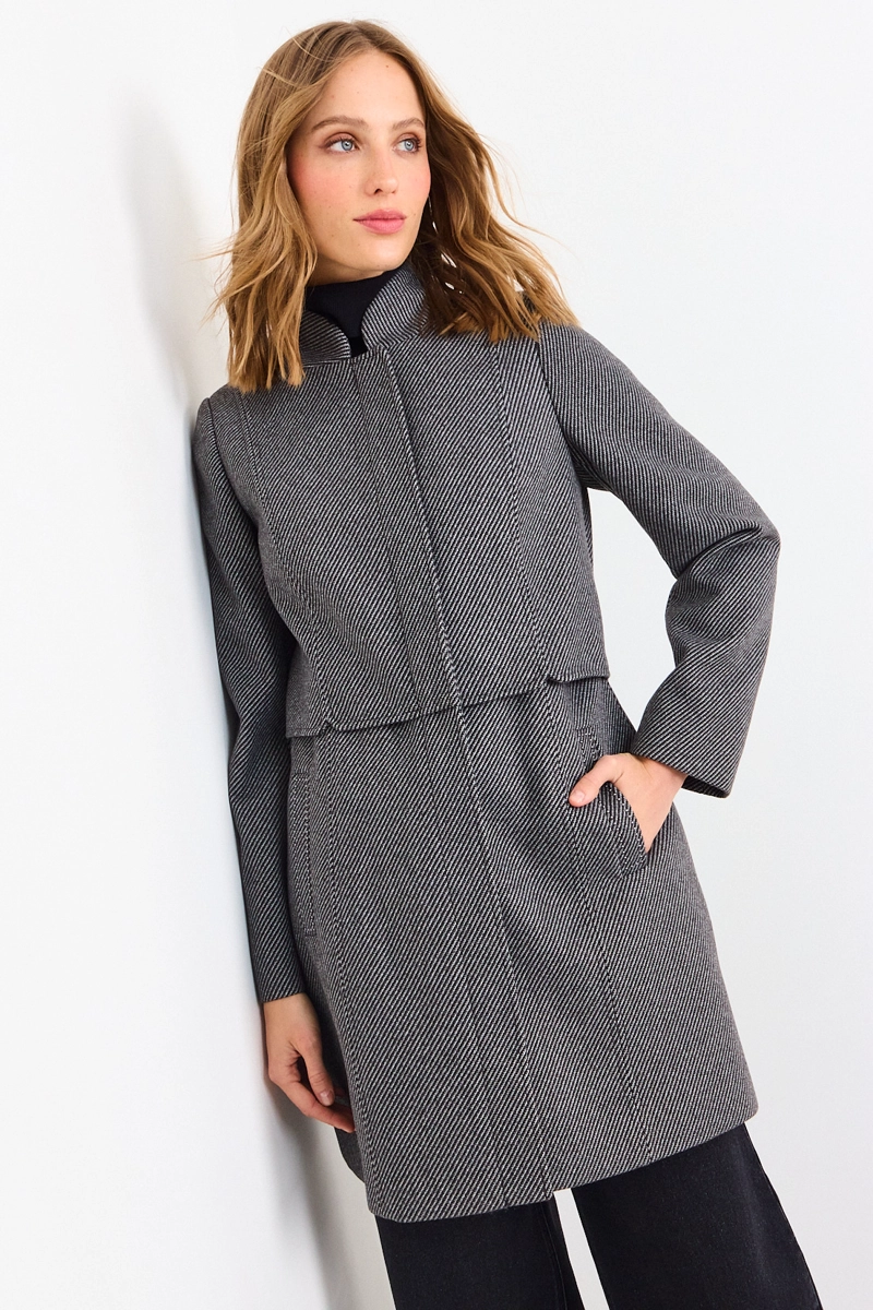 CHAQUETON LISO GRIS MUJER IO - 1
