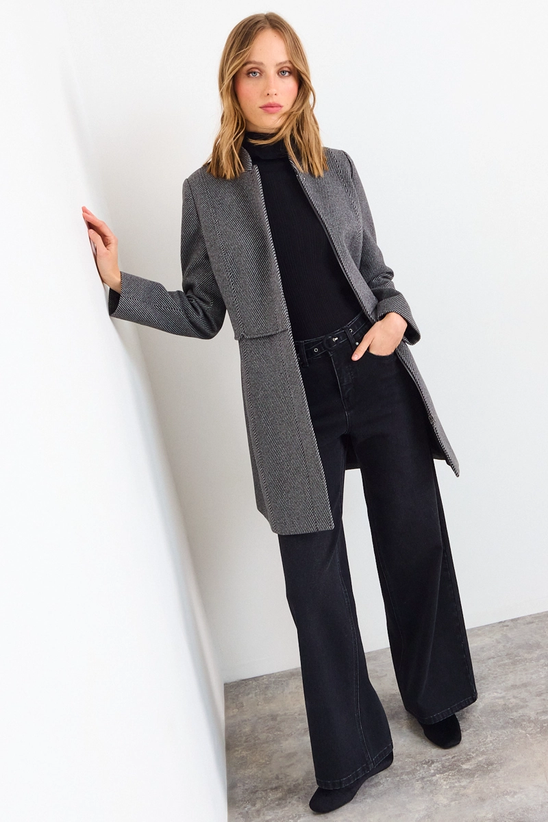 CHAQUETON LISO GRIS MUJER IO - 4