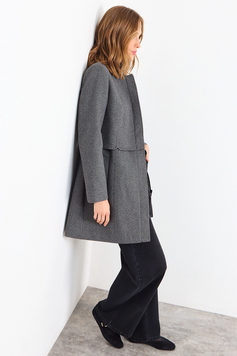 CHAQUETON LISO GRIS MUJER IO - 5