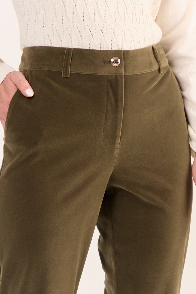 PANTALON TERCIOPELO VERDE OLIVA MUJER MAGRIFFE - 2