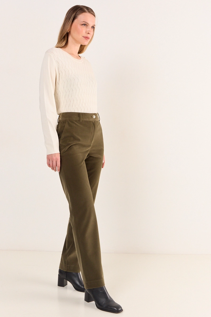 PANTALON TERCIOPELO VERDE OLIVA MUJER MAGRIFFE - 5